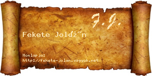 Fekete Jolán névjegykártya